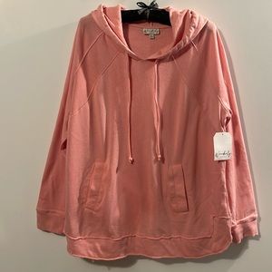 NWT Wonderly Studio Pink Peony Adore Texture Hooded Sweatshirt